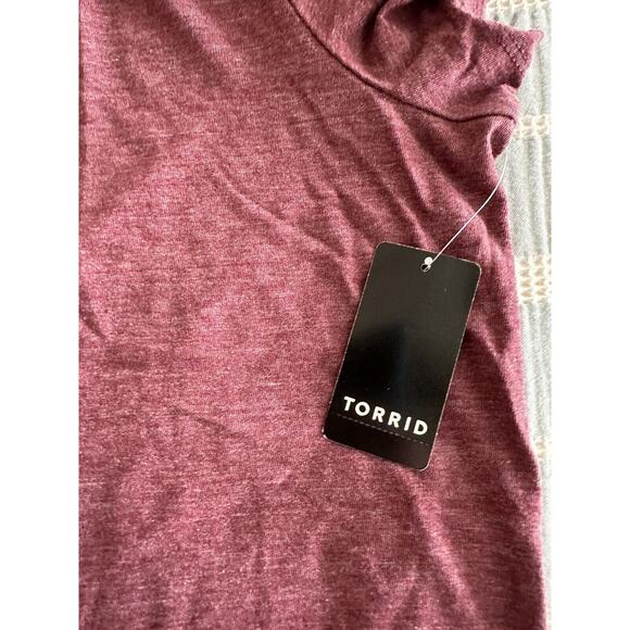 Torrid Classic Fit Maroon Heather Jersey Knit Short Sleeve Crew Neck T-shirt 1 - Picture 6 of 6